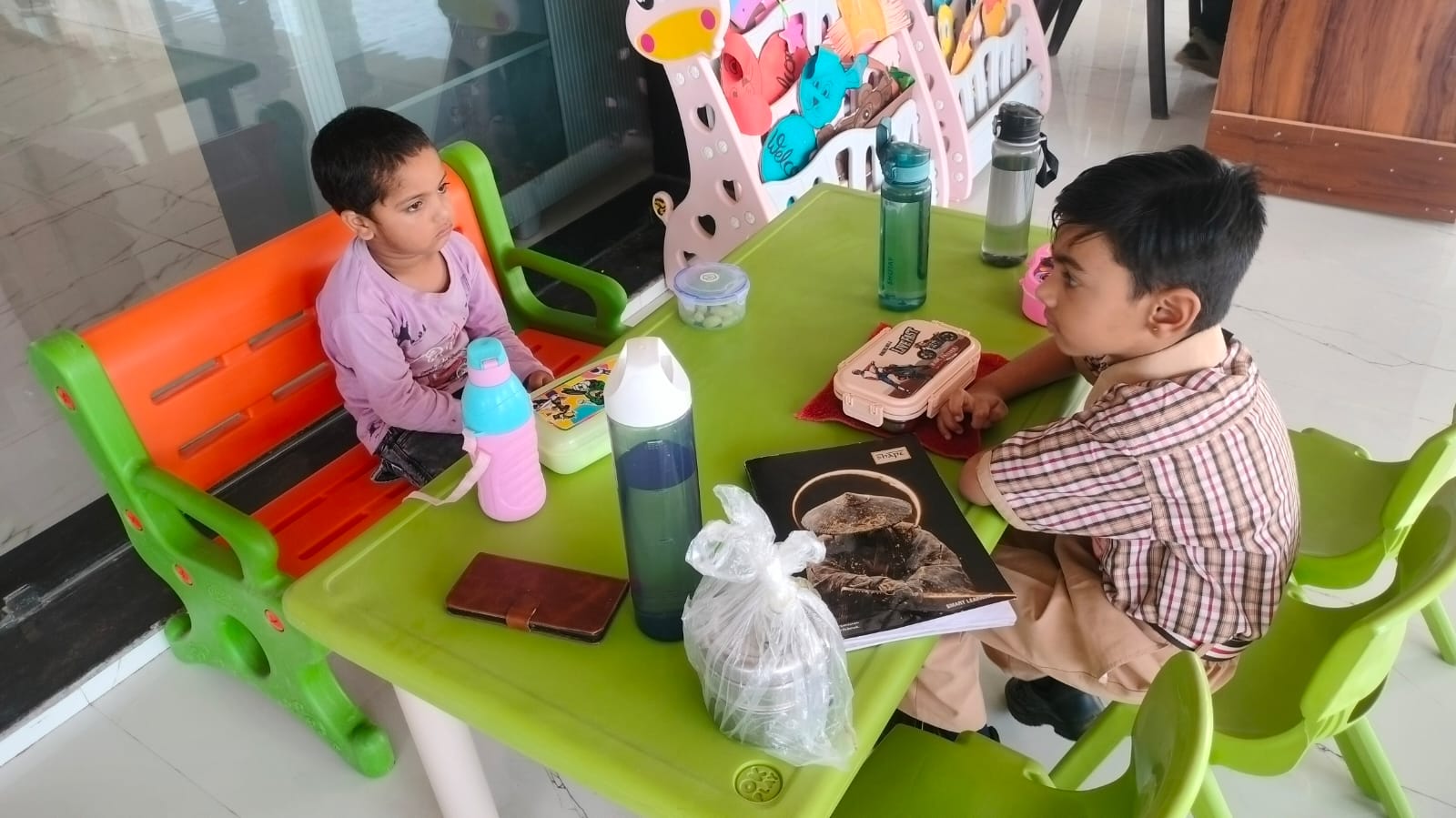 Children in a safe activity area