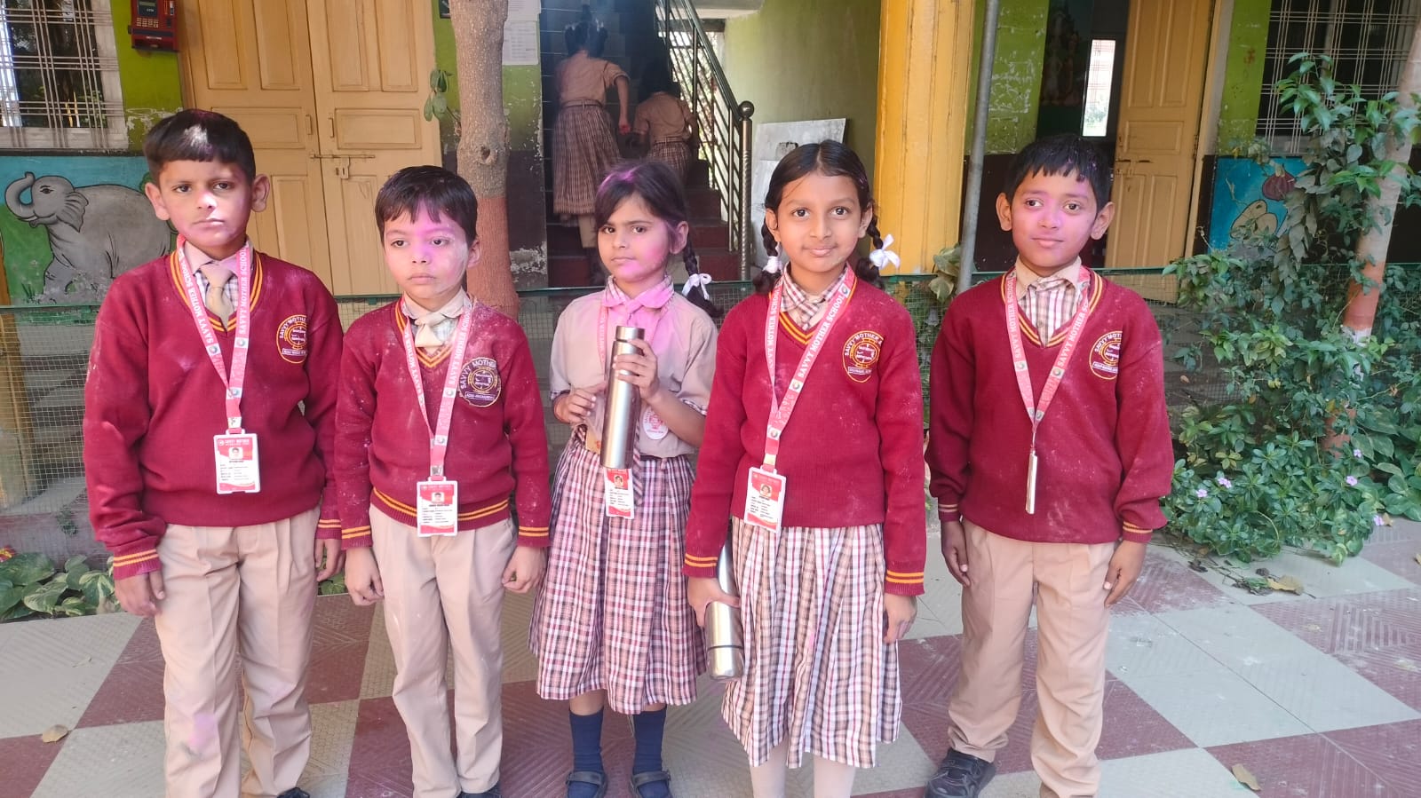 Students gathered in the school courtyard