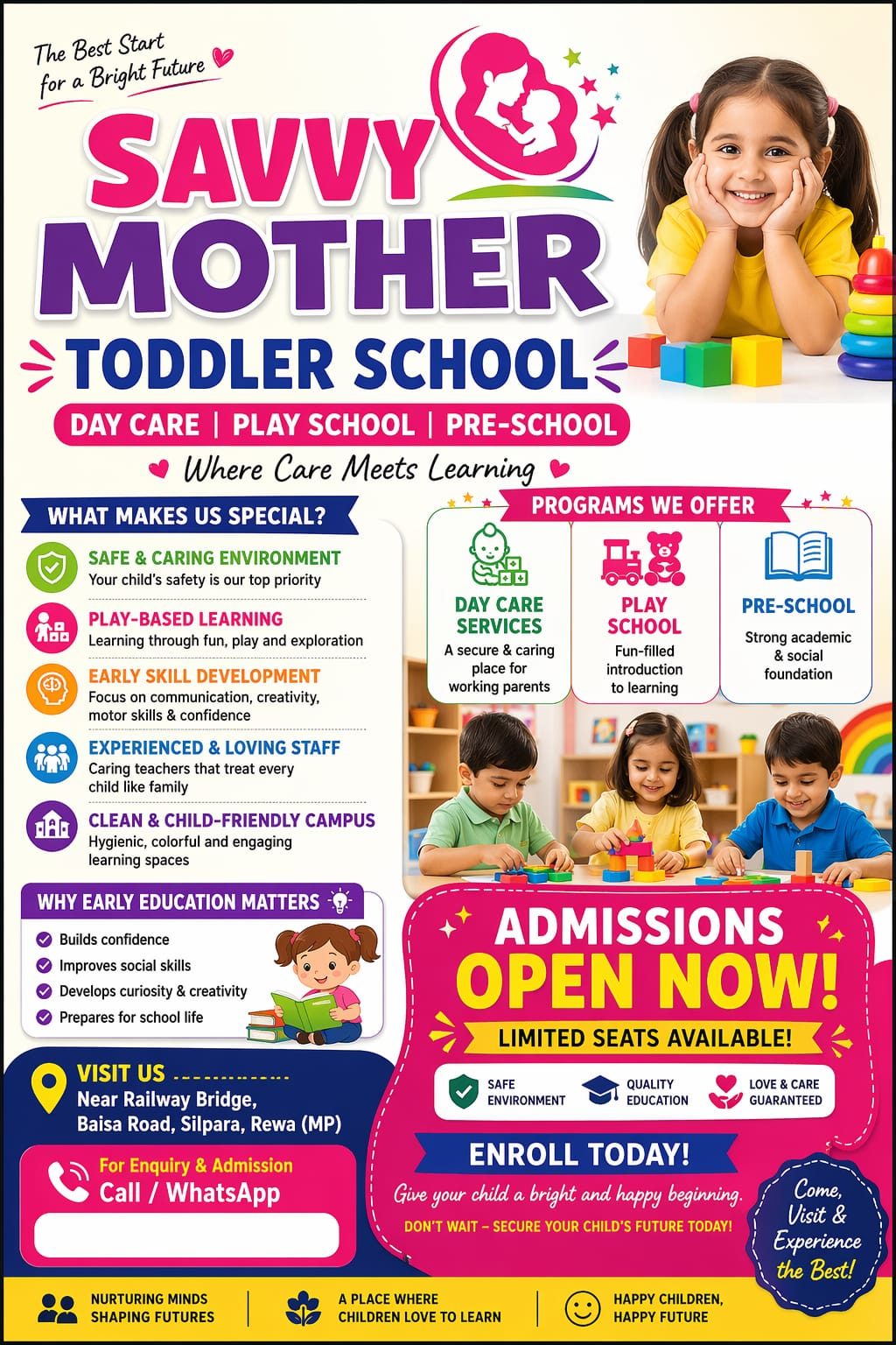 Savvy Mother Toddler School admission announcement